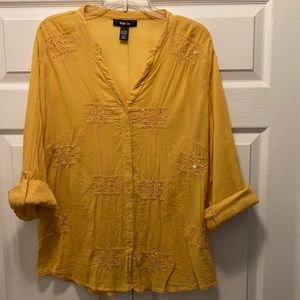 Style&co.Long sleeve mustard yellow blouse. Cotton